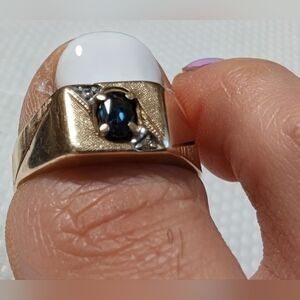 Vtg 1912 Weinman Brothers 10k sapphire solid Gold ring diamond accents  3.7g